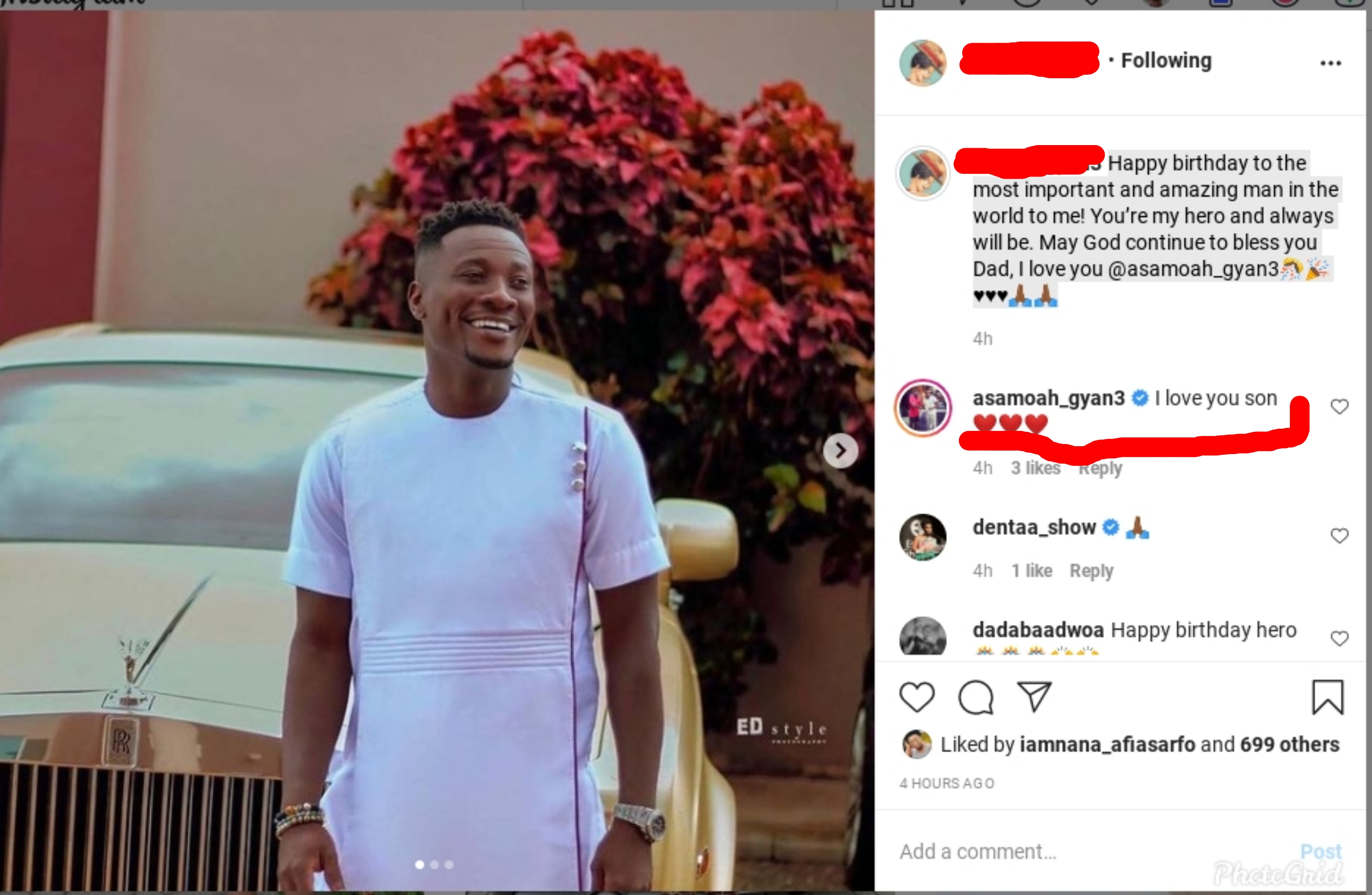 Asamoah Gyan goes emotional as his all-grown 1st son celebrates him on his 35th birthday