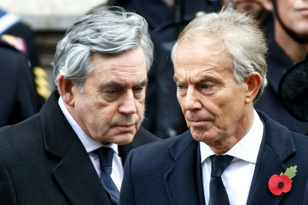 Labour's Gordon Brown (L) took over from Tony Blair (R) in 2007