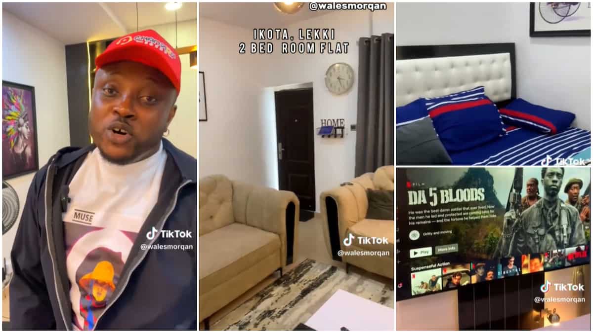 "I pay over GH¢50k yearly rent": Young man shows his Lekki 2-bedroom apartment, ladies want him