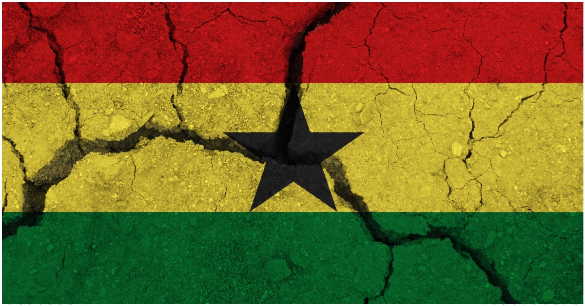 Photo of land coloured with Ghana flag affected by a quake