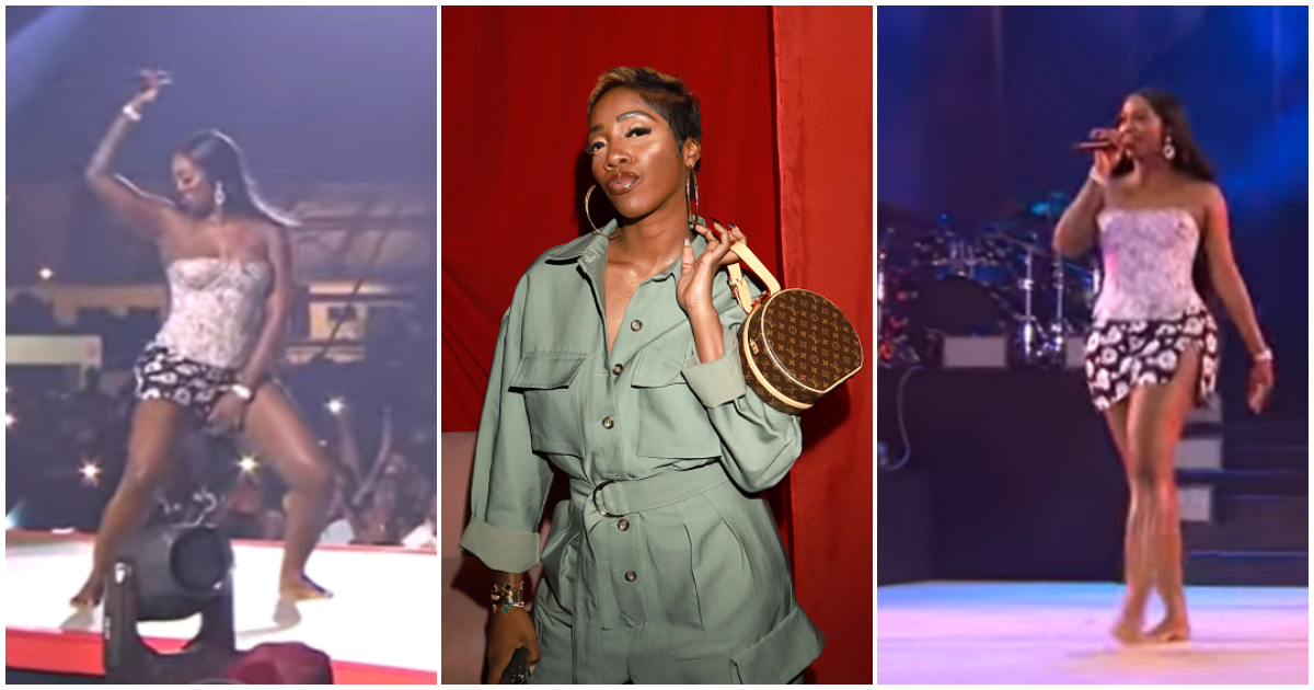 Global Citizen Festival: Tiwa Savage surprises fans at Accra, shakes backside on stage barefoot, video gets many excited