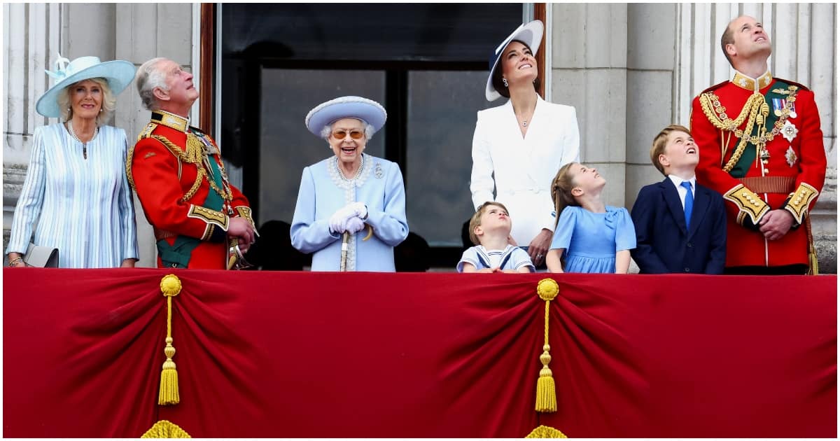 She was accompanied by Kate Middleton and her great grand children. Photo: Getty Images.