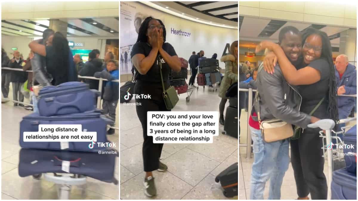 Lovely couple's reunion/wife overjoyed at airport.