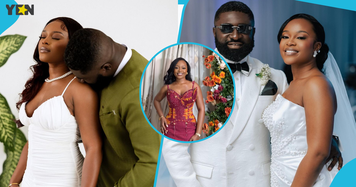 Ghanaian bride Rebecca looks flawless in a white sleeveless gown as she marries Twitter influencer One Keys