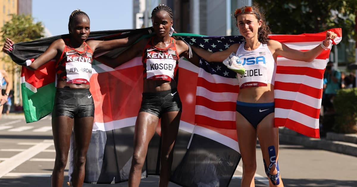 Team Kenya at the women's marathon