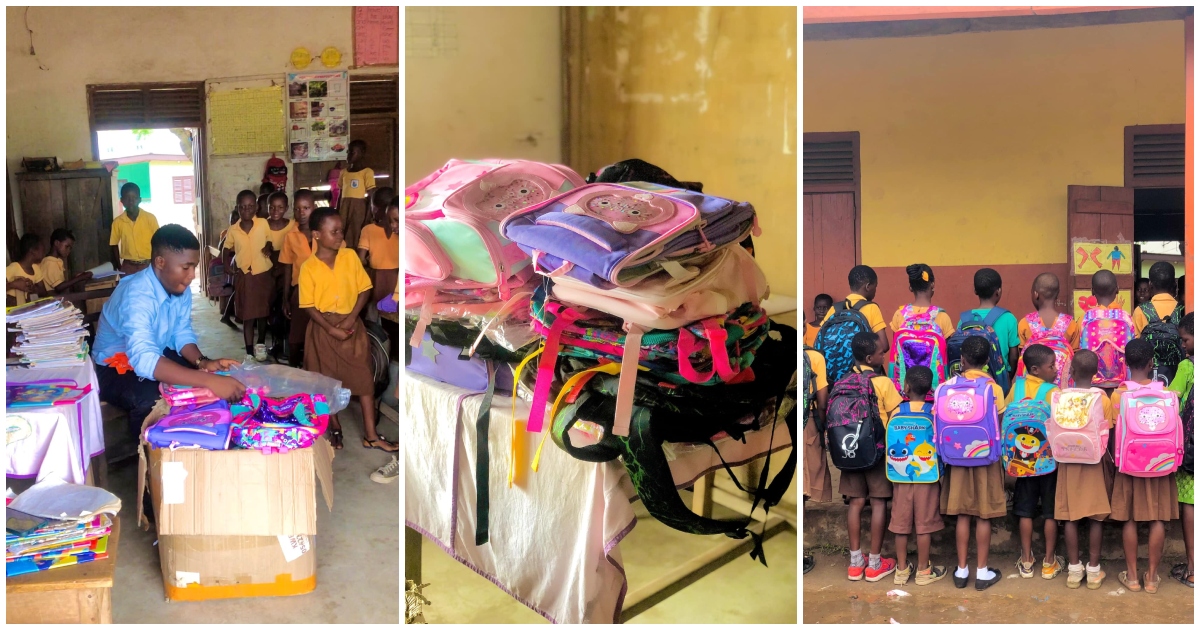 Photo of school bags received by young students