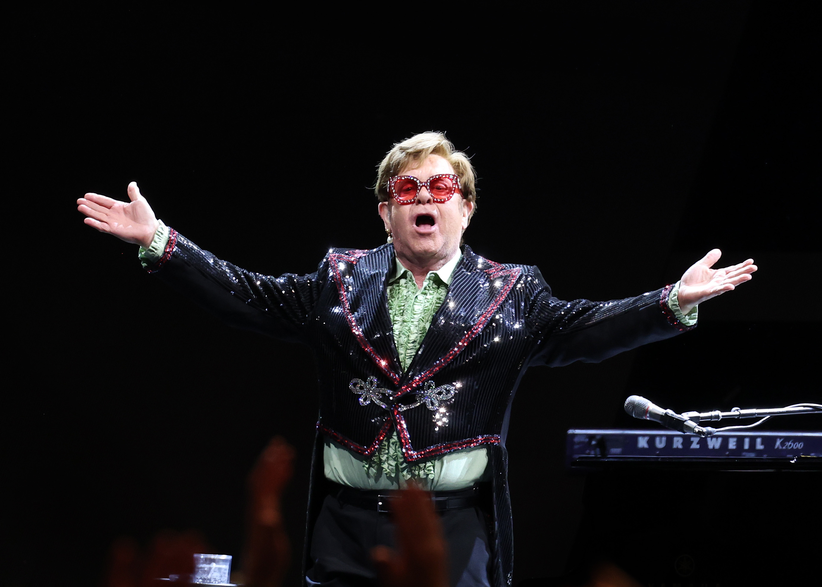 Sir Elton John Performs live on stage during his Farewell Yellow Brick Road Tour