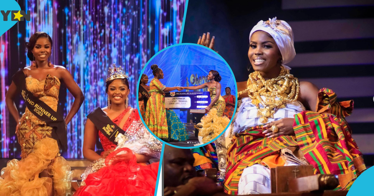 2023 Ghana's Most Beautiful 2nd Runner-up Kwartemaa from the Bono Region consoles herself with GH¢8,000 cash