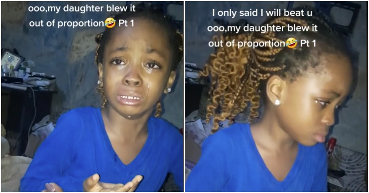 Photos from video of girl crying to dad not to flog her