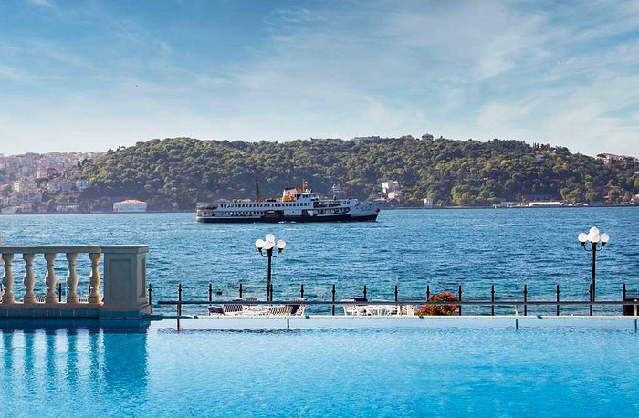 A view of the pool at Ciragan Palace Kempinski in Istanbul