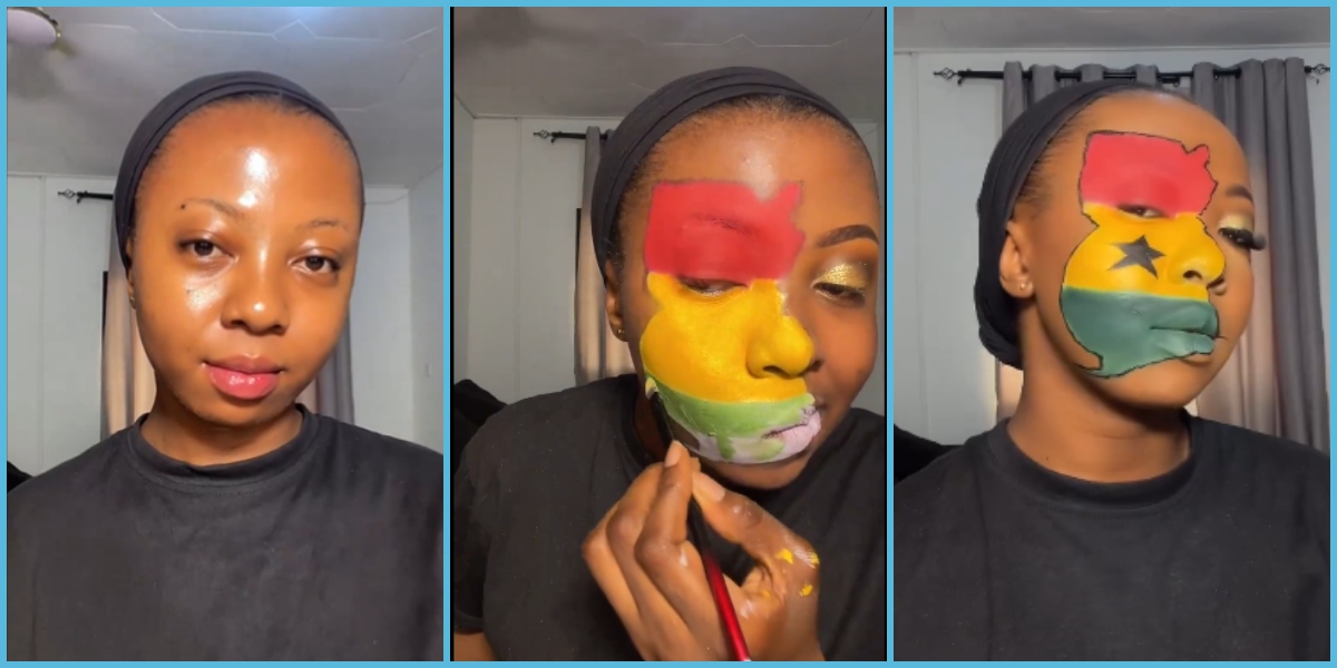 Ghanaian Makeup Artiste Draws The Map Of Ghana On Her Face: “Geography Student”