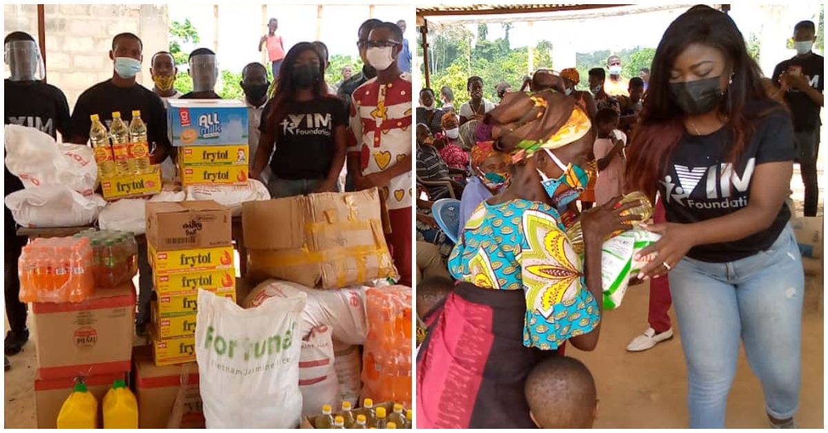 Ghanaian Lady Afia Pokua Sharing Food Items To Underprivileged People