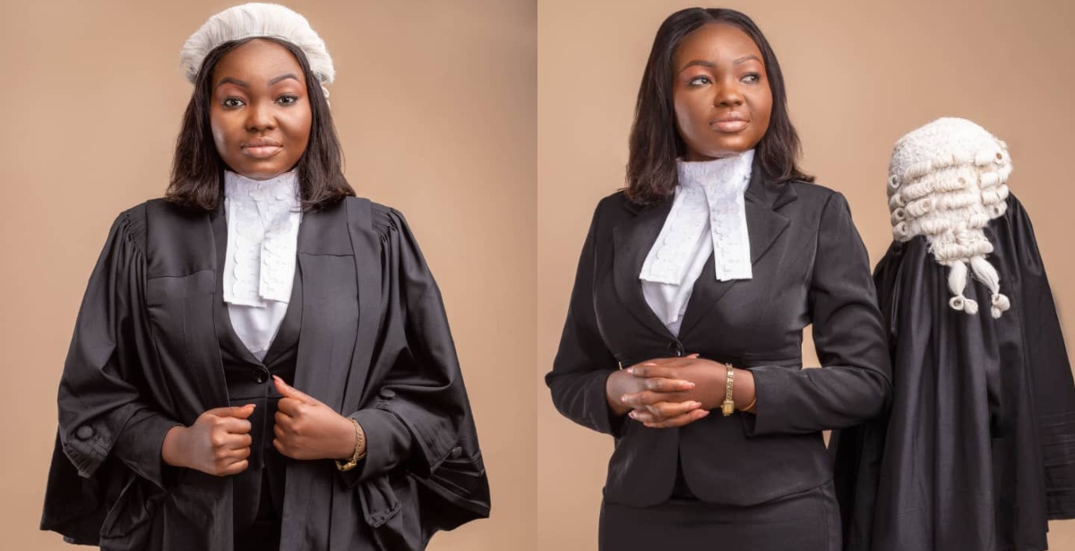 Photo of Regina Amegah after getting called to the bar