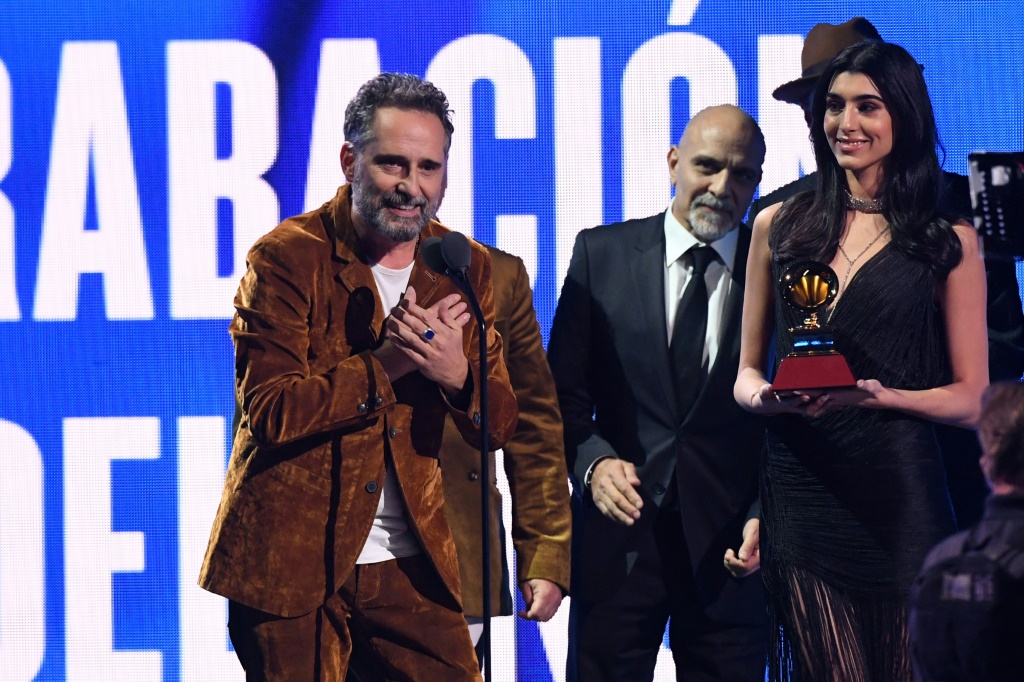 Uruguayan musician Jorge Drexler accepts the award for Record of the Year on stage during the 23rd Annual Latin Grammy awards at the Mandalay Bay's Michelob Ultra Arena in Las Vegas, Nevada, on November 17, 2022