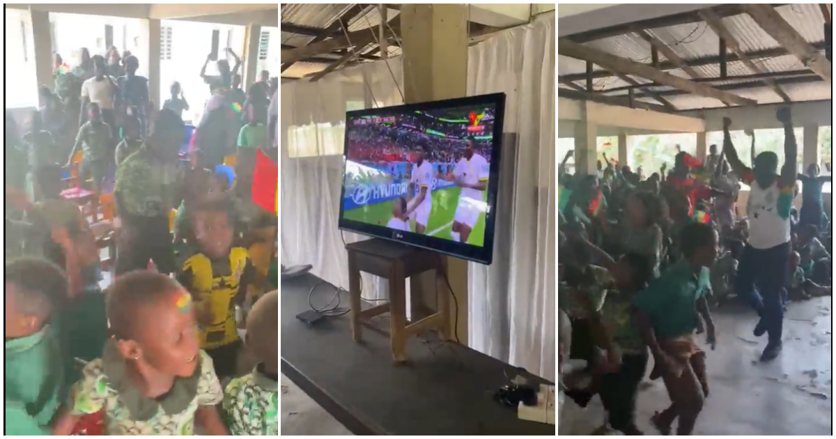 School pupils watching the Ghana Vs South Korea match