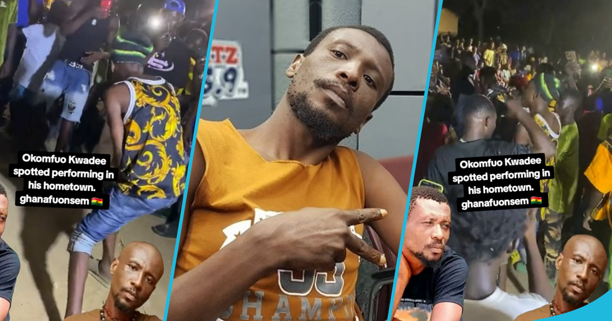 Latest video of Okomfo Kwadee looking unkempt and performing for a large crowd in his hometown surfaces