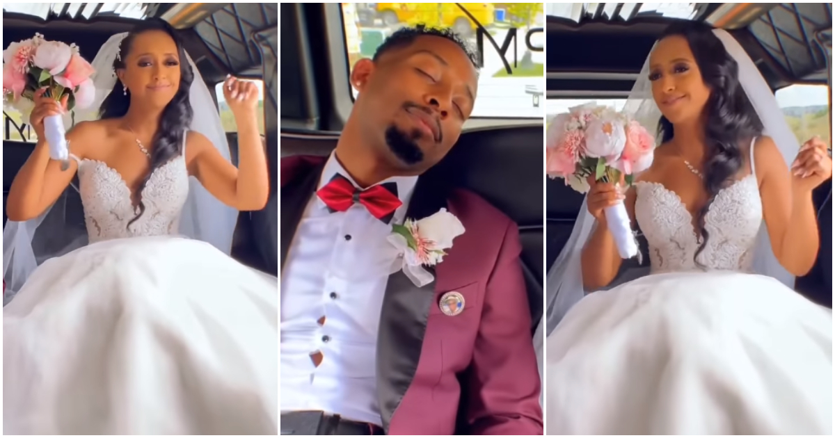 Handsome groom caught sleeping on wedding day, video sparks reactions: “Chairman is knocked out”