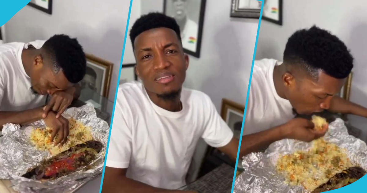 Kofi Kinaata eats fried rice and fish at 2am in video: "I was on the verge of dying"