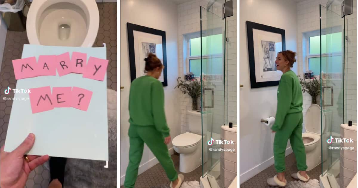 The unorthodox toilet proposal went viral.