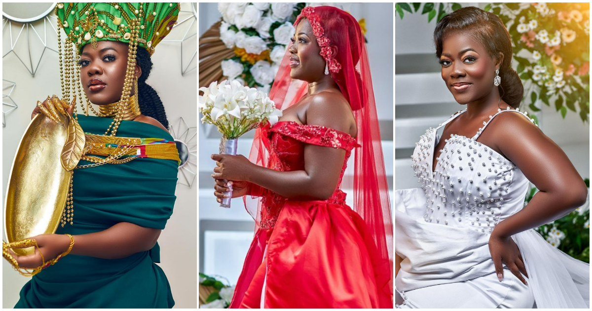 Asantewaa relives wedding day in red bridal gown, many stunned by her admirable beauty: "My Gorgeous Bride"