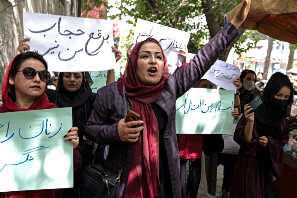 Small protests are also continuing in Afghanistan, after the Taliban returned to power in August 2021