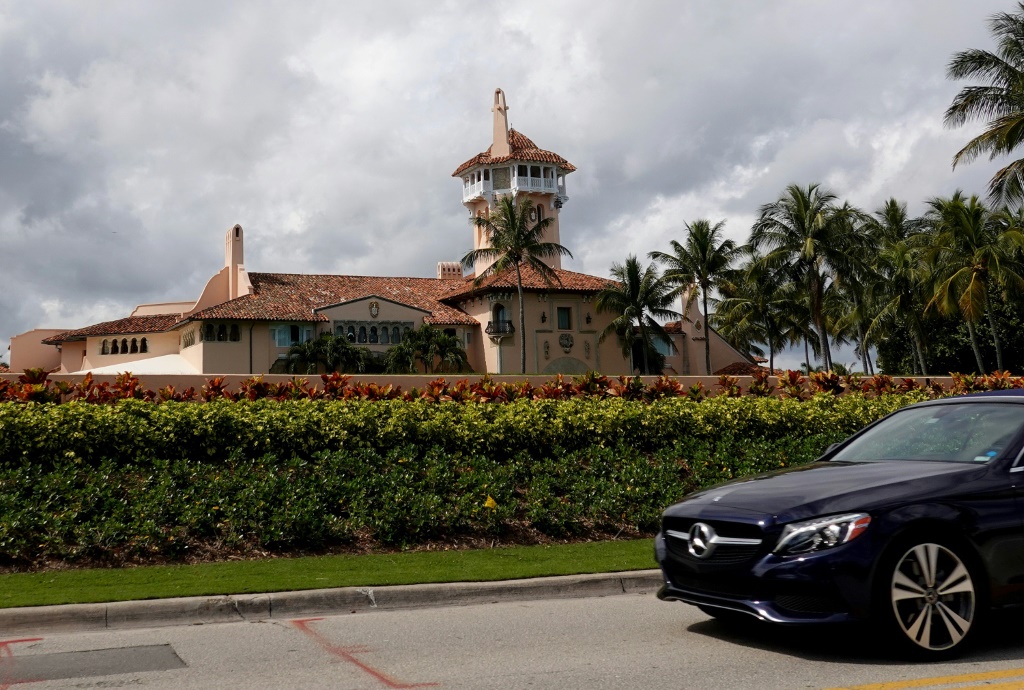 Former president Donald Trump's Mar-a-Lago resort in Palm Beach, Florida on February 11, 2022