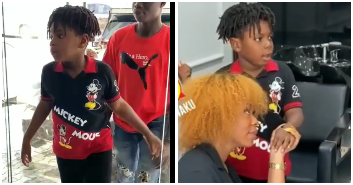 "Pardon him ok": Shatta Michy to salon workers as son rains foreign accent on them in video