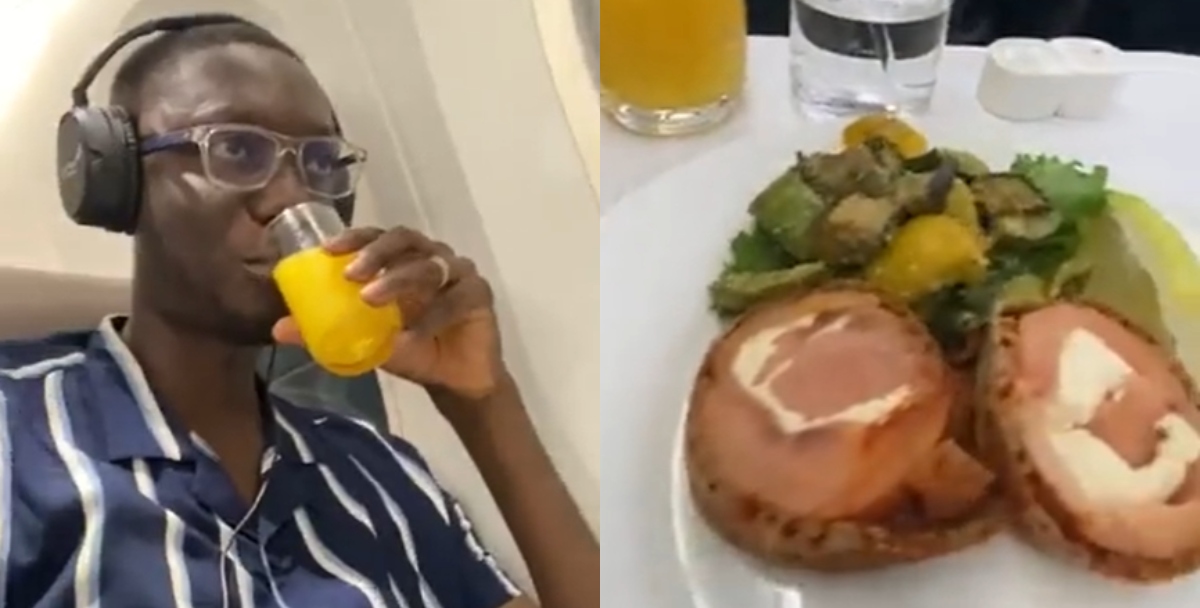I've never eaten on a plane like this - Ameyaw Debrah says after free upgrade to 1st class