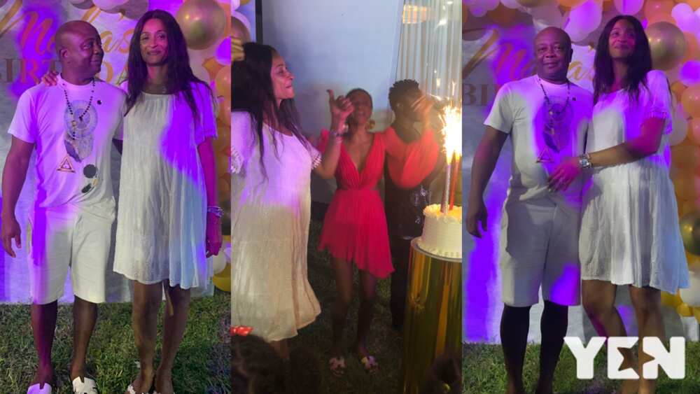 Abedi Pele, his wife Maha and daughter Imani at birthday party