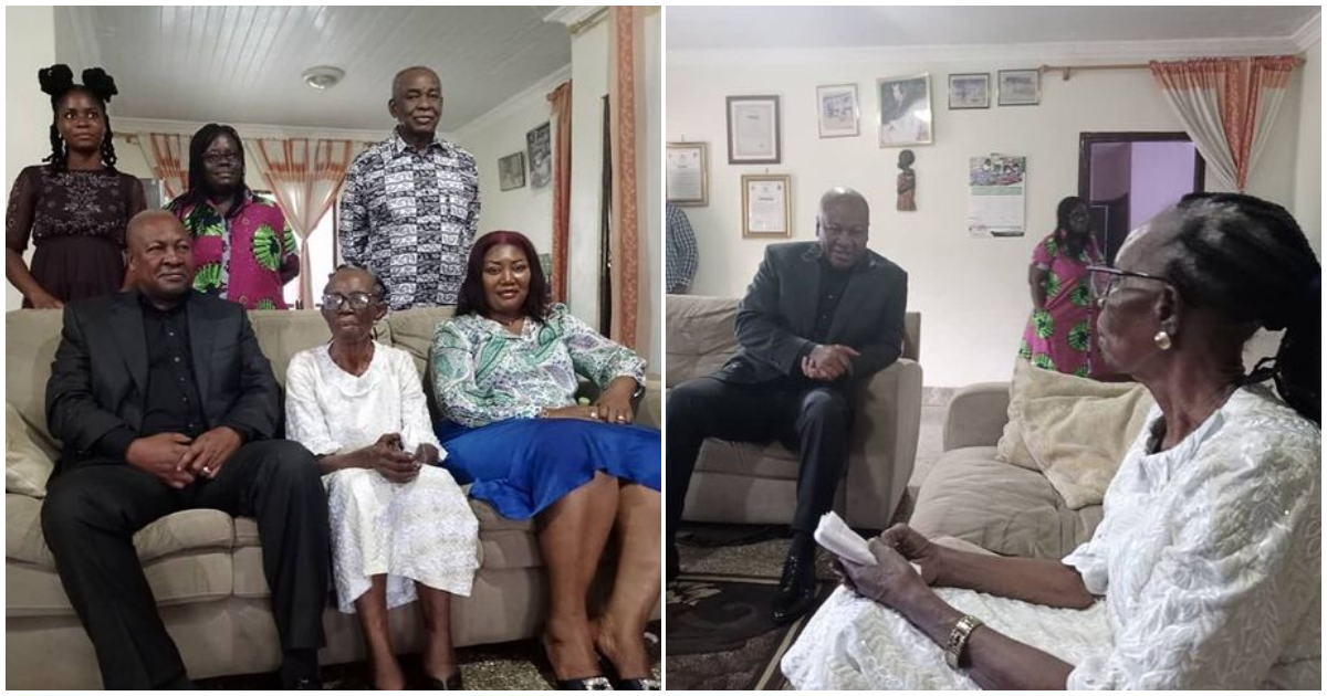 So nice: John Mahama visits 85-year-old actress Grace Nortey, lovely photos warm hearts