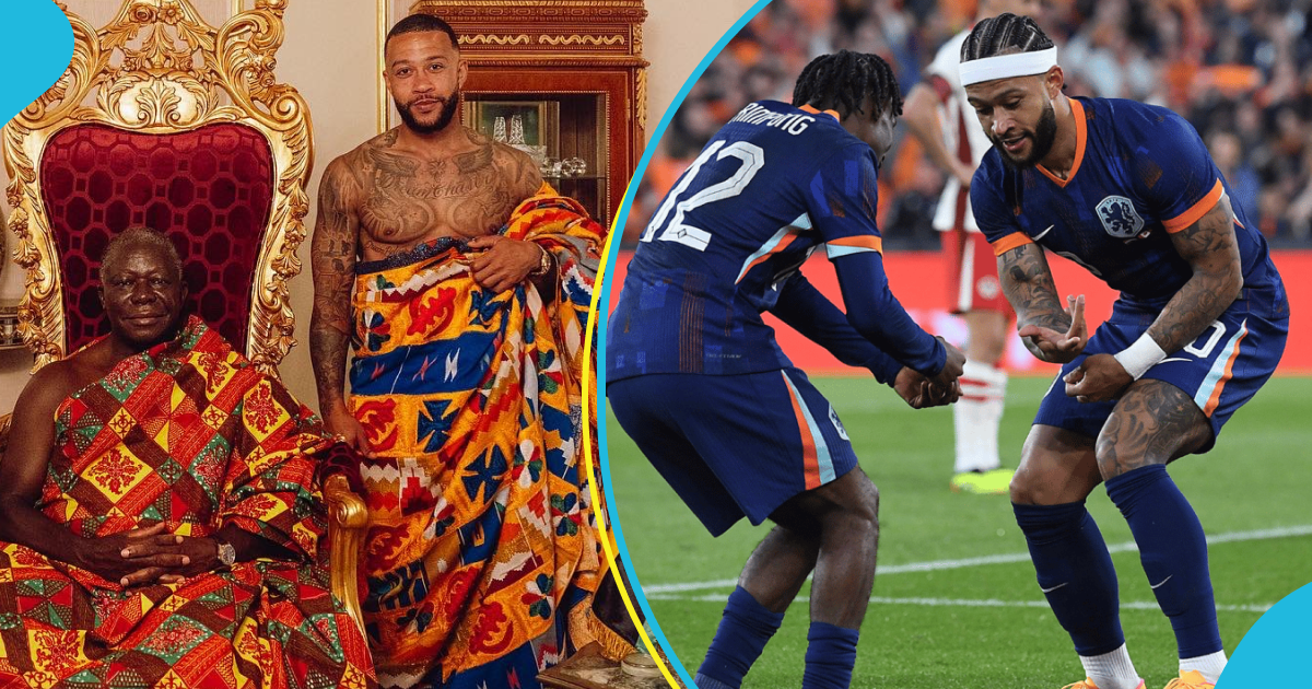 Memphis Depay and Jeremie Frimpong dance Adowa after scoring for Netherlands