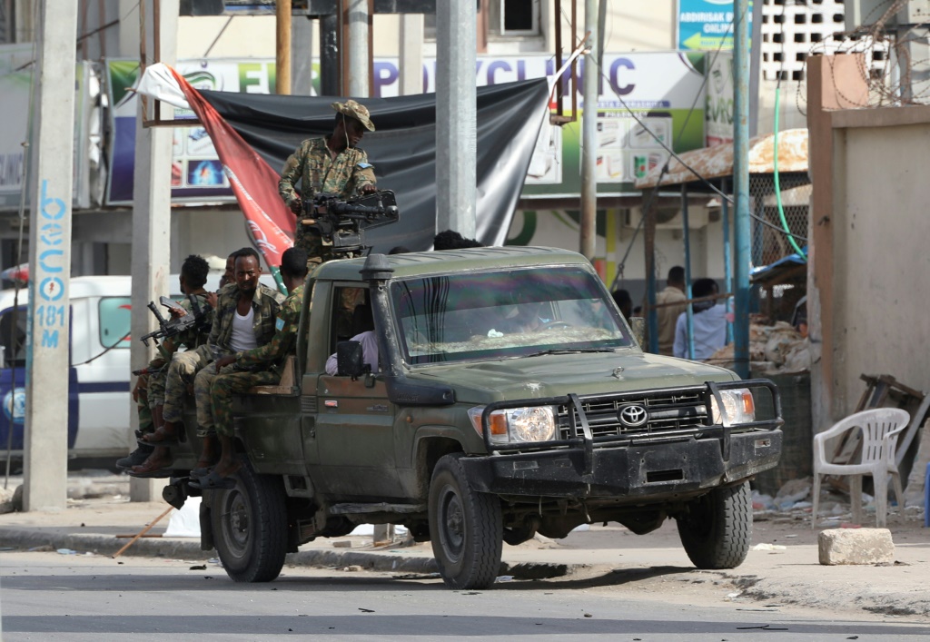 Security forces deployed after the blast