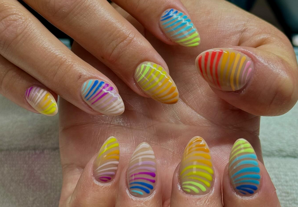 Rainbow swirl nails