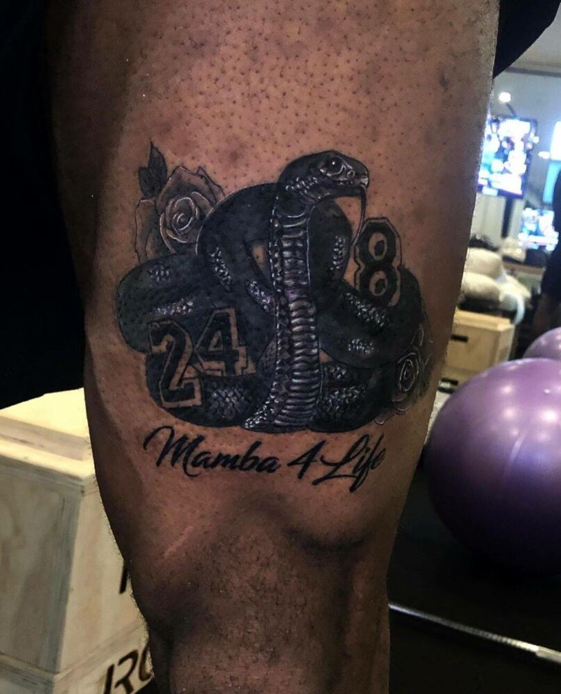 LeBron James has a black mamba tattoo on his leg