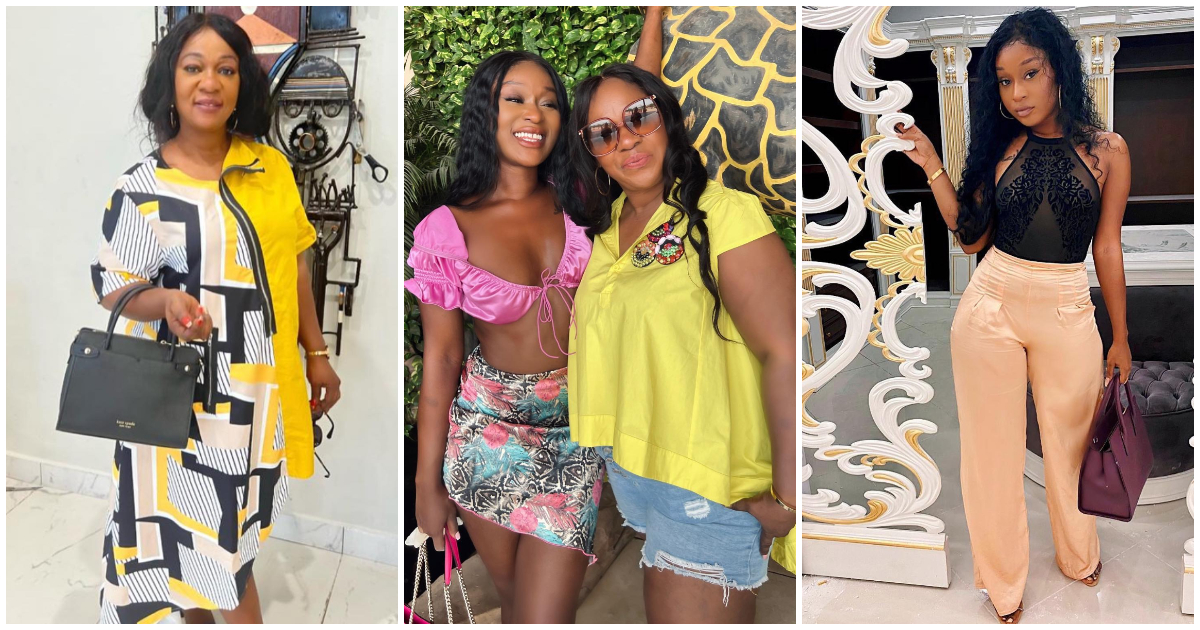 Photos, videos drop as Efia Odo and mom party hard in Ghana while on vacation
