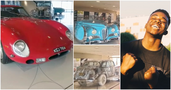 Deluxe cars inside the National Museum of Qatar.