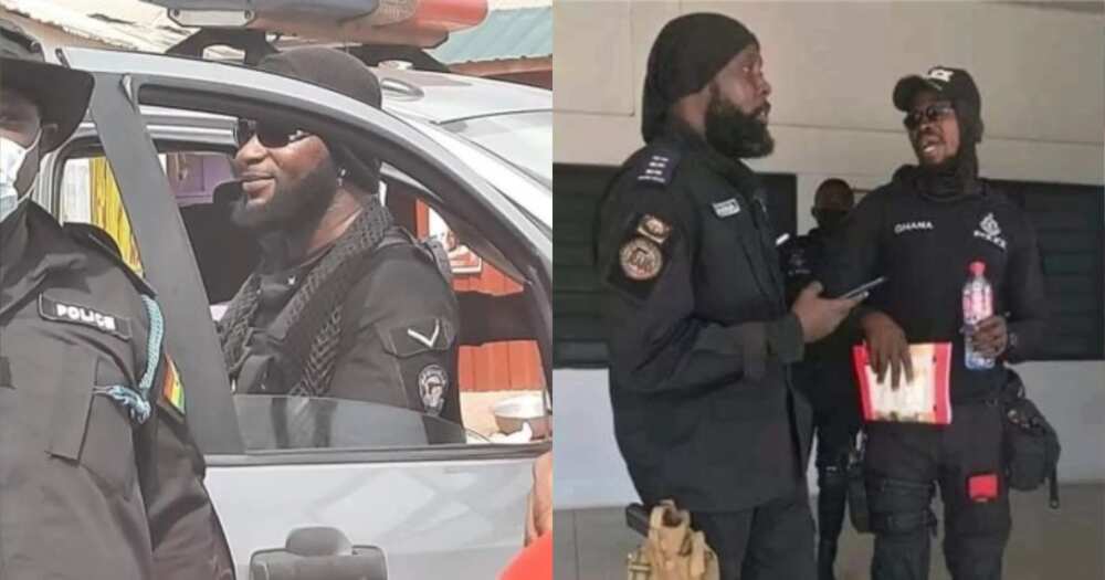 Photos of Ghanaian police officers in uniform wearing beard & earrings cause stir online