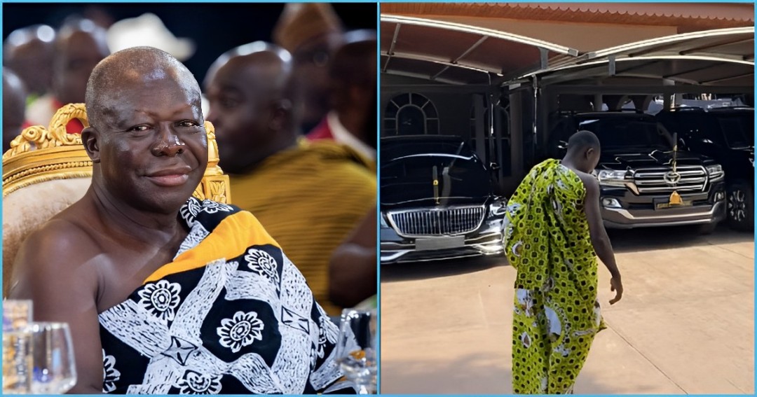 Otumfuo: video of Asantehene's luxury cars at Manhyia palace in latest video, Ghanaians react