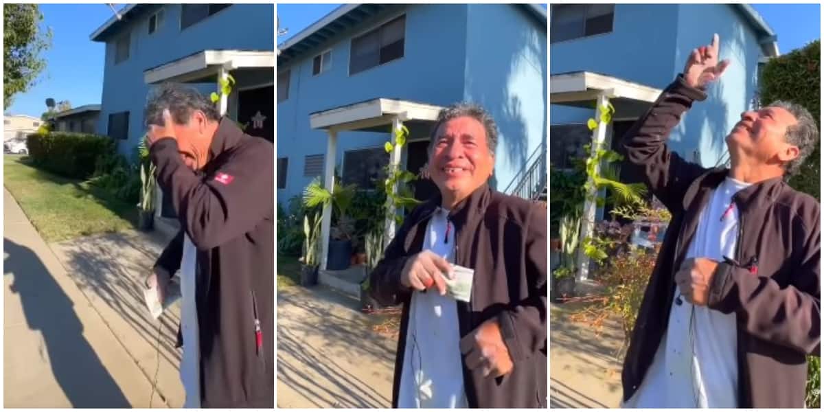 Emotional moment poor man got N205k cash for just giving stranger hug goes viral, he shed tears