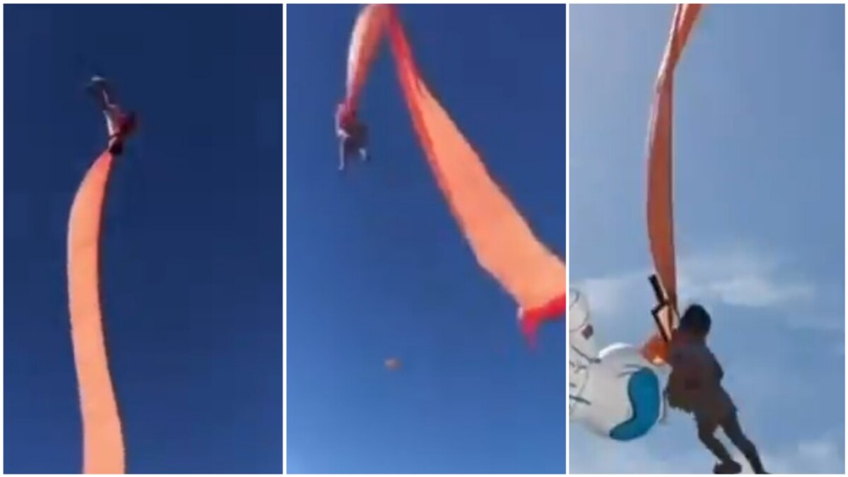 A collage showing how the little girl was lifted into the air. Photo source: Twitter/ABC News