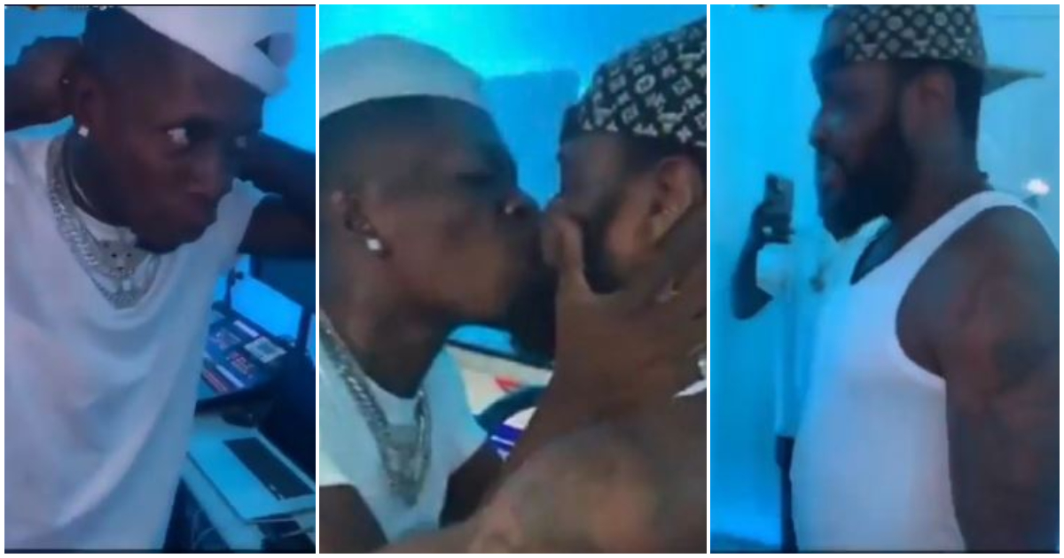 Video of Shatta Wale kissing his male bodyguard causes stir on social media; fans react