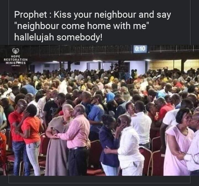 Pastor orders church members to kiss one another during service (Photo)