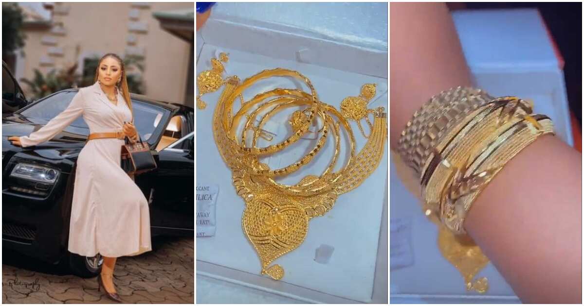 Photos of Regina Daniels flaunting her gold chains