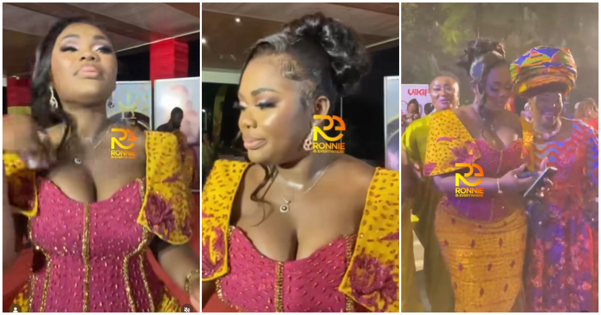 Akua GMB: Ex-wife of Dr. Kwaku Oteng flaunts voluptuous figure in beaded gown to Miss Golden Stool finale