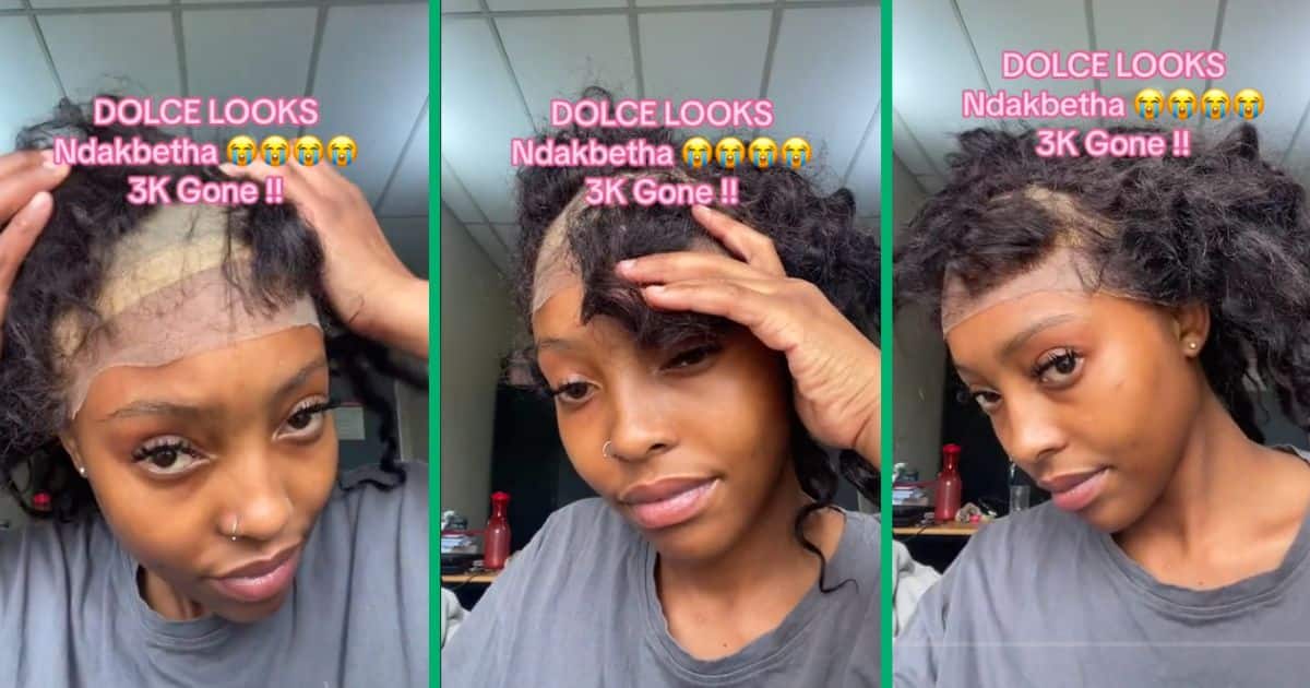 Pretty lady shows wig she bought for GH¢1,800 with bald patch despite complaining