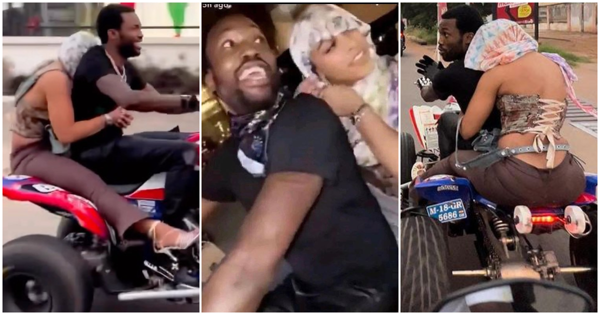VAR don catch am: Photos of slay queen riding on Meek Mill's bike in viral videos emerge online
