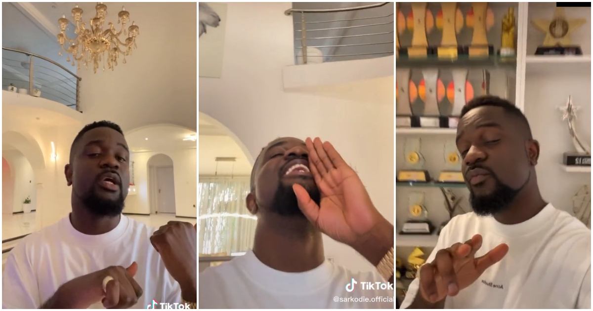 Sarkodie: Wealthy Rapper Shows Off Luxurious Home And Shelf Full Of Awards In Video; Fans Praise Him
