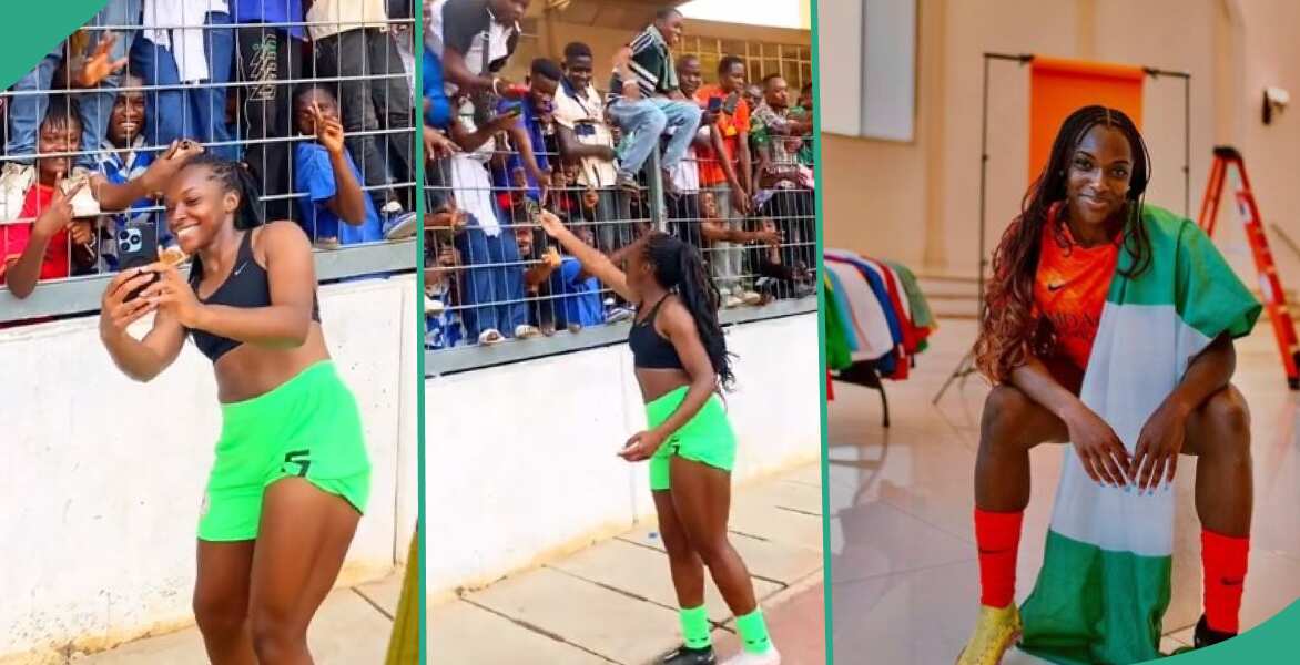 Super Faclons' Michelle Alozie takes selfies with fans' phones in a recent viral video