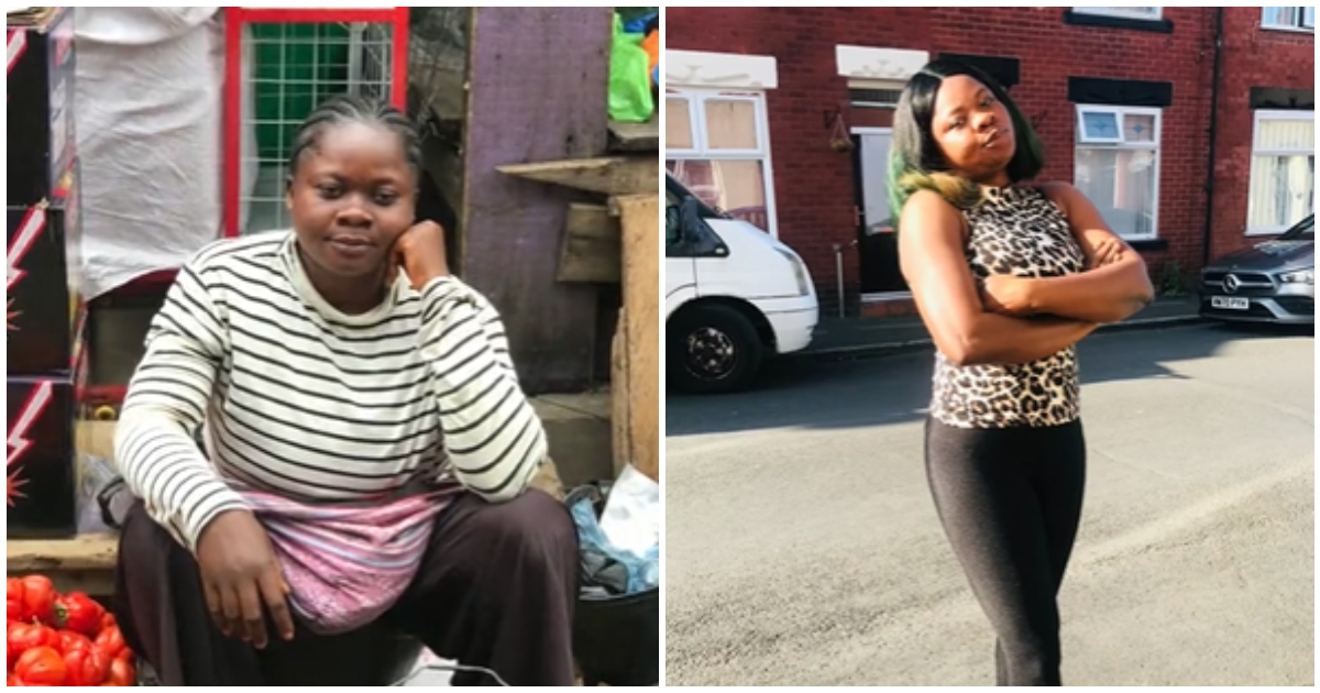 Ghanaian lady who worked as a tomato seller looks unrecognizable after travelling to UK, recent photos evokes joy
