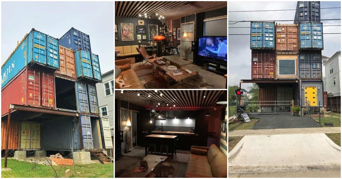 Photos of a container house, container house, man builds container house